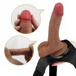 PRETTY LOVE - CALCINHA UNIVERSAL COM DILDO VIBRATÃRIO E SQUIRTING 15,5 CM MULATO